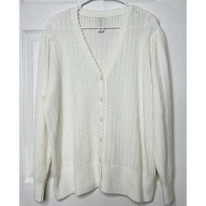 Joie Soft White‎ V-Neck Long Sleeve Cozy Sweater Button Front Cardigan Size 3X